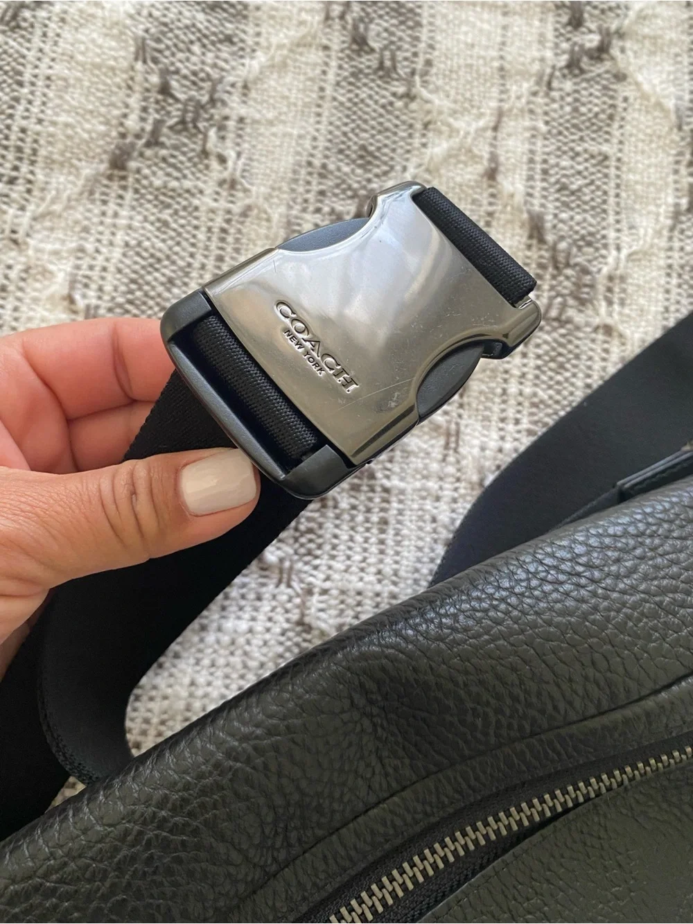 Coach Grande Black Pebbled Leather Belt Bag - Picture 2 of 9